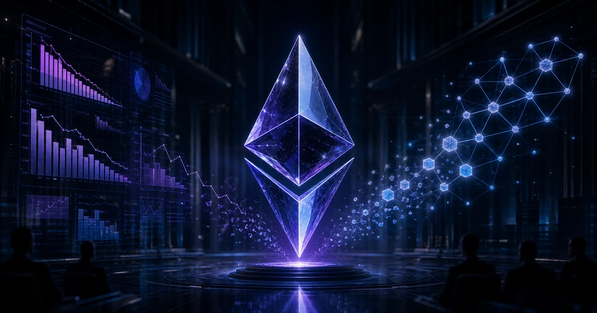 A timeline showing the Ethereum Foundation restructuring in 2026: budget from 15% to 5% of treasury, workforce reduced by 20%, reorganized into five protocol clusters, ZK research unit closed, and Ethlabs launched