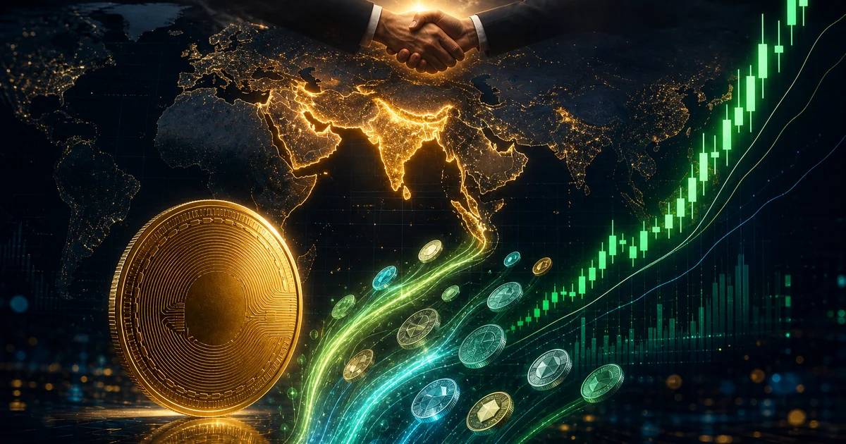 Diagram of the risk-on switch: falling oil, dollar and volatility flipping a switch that sends Bitcoin up to 63,450 dollars