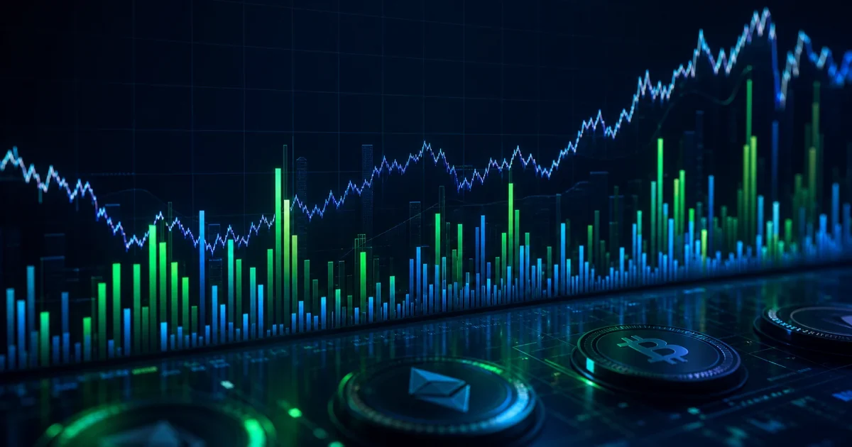 Chart showing trading volume bars rising before the price line breaks out