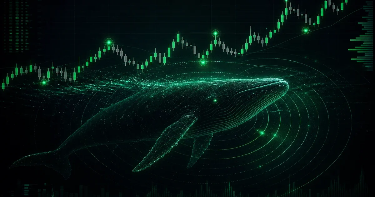 Illustration of a whale with sonar ping circles representing volume burst detection
